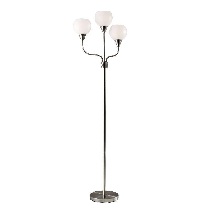 Arcadian 65.5" Adjustable Multi-Head White & Steel Floor Lamp