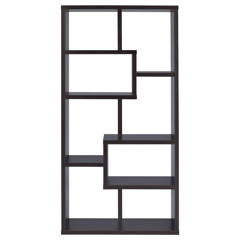 70.75" Theo 8 Shelf Bookcase Cappuccino - Coaster: Modern Laminated, Open Back, Fixed Shelves