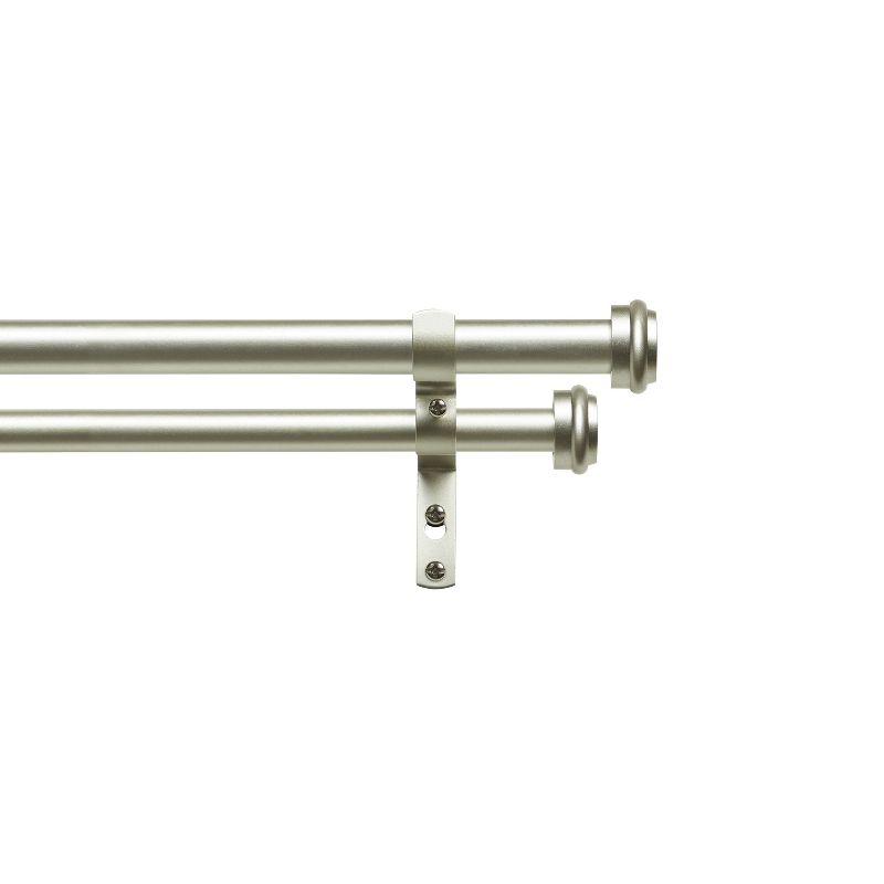 EXCLUSIVE HOME Topper Double Curtain Rod and Finial Set, Matte Silver, 36"-72"
