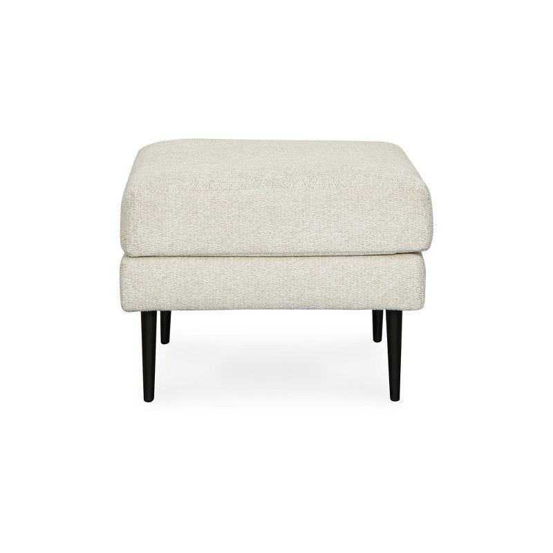 Sandstone Fabric Ottoman with Black Metal Legs