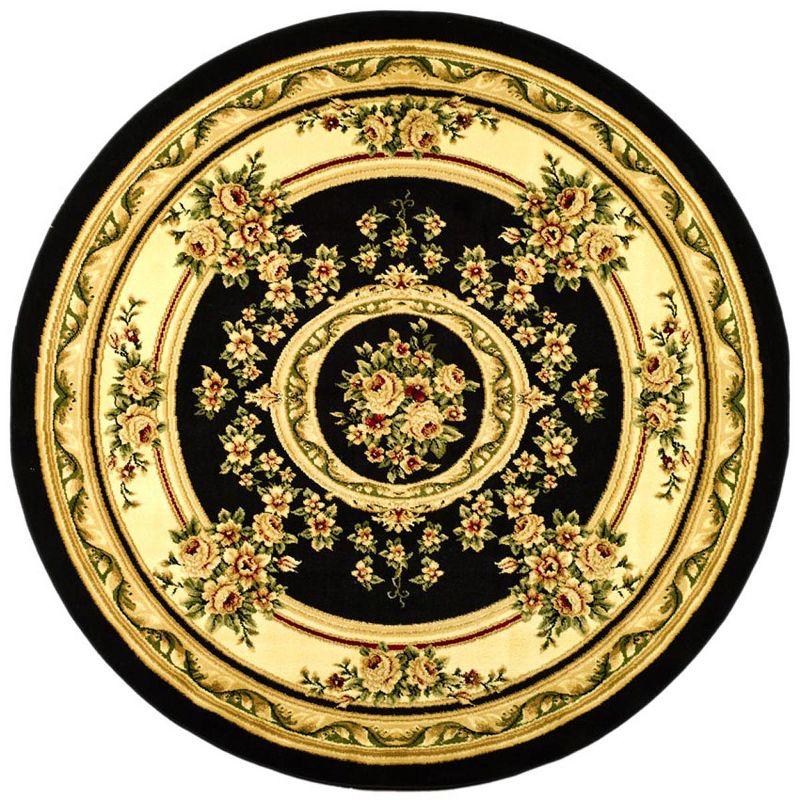 Lyndhurst LNH218 Power Loomed Area Rug - Black/Ivory - 8' Round - Safavieh