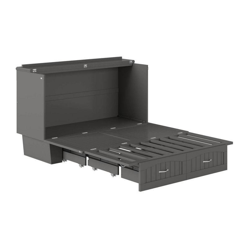 Queen Nantucket Murphy Bed Chest USB Turbo Charger Gray - AFI: Space-Saving, Built-In Charging, No Box Spring Required