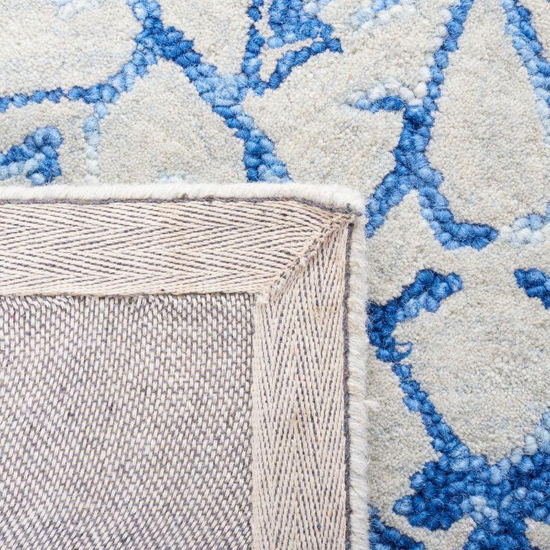 Hand-Tufted Blue Floral Wool 6' Square Area Rug