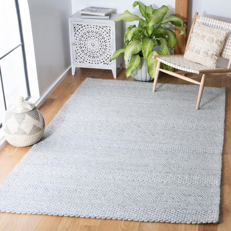 Marbella Round Gray Flat Woven Wool Rug - 4x6 Feet