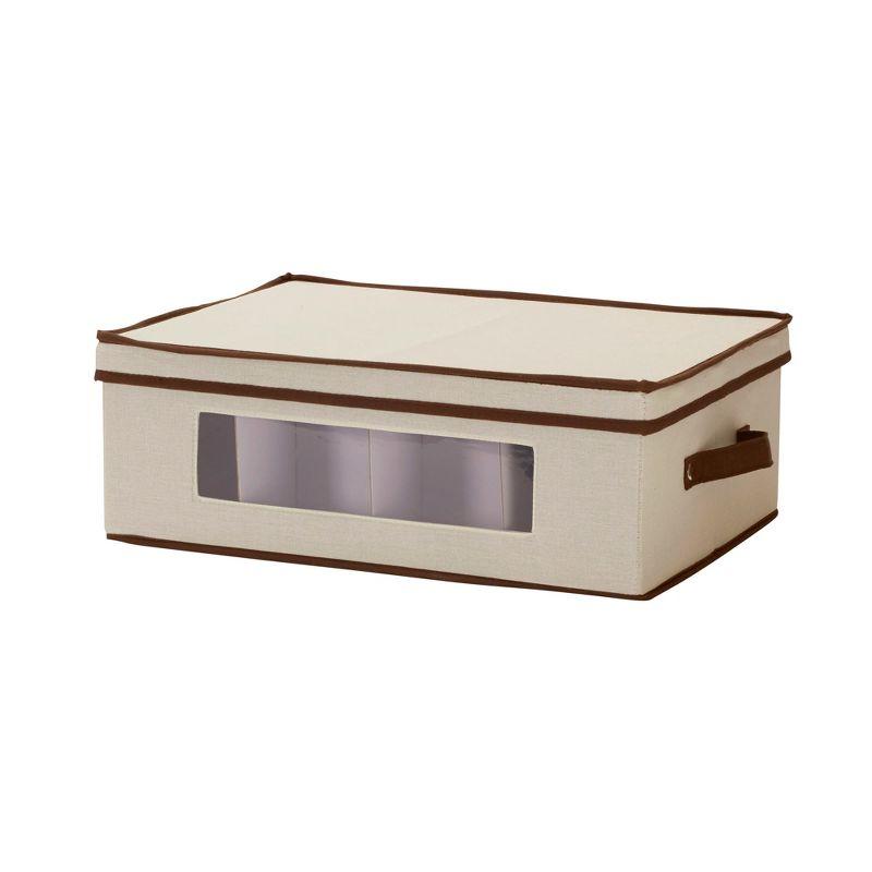 Natural Fabric Stackable Lidded Storage Box with Window