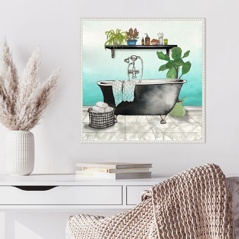 Amanti Art Plant House Bath Square I by Elizabeth Medley Framed Canvas Wall Art