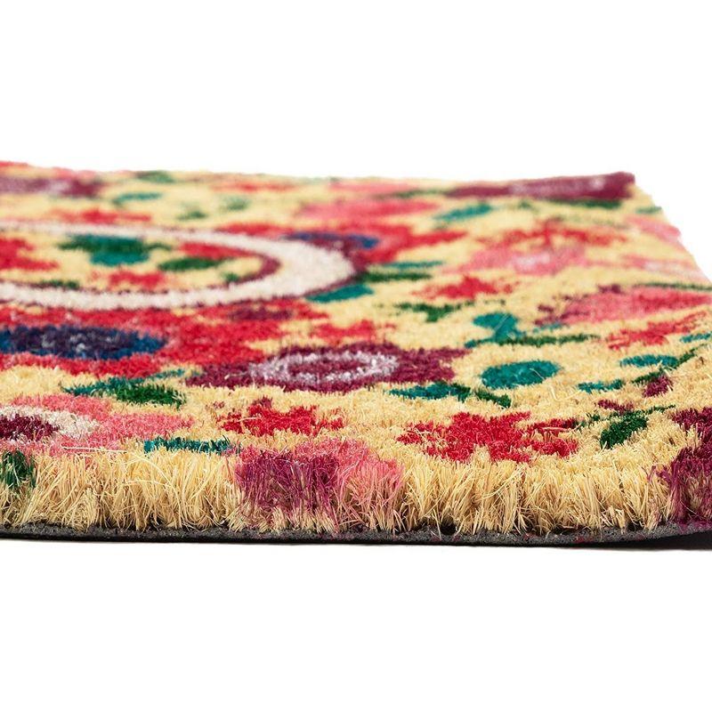 Juvale Natural Spring "Hello" Floral Coir Doormat for Front Door, 17 x 30 Inches, Ideal for Door Entrance and Patio