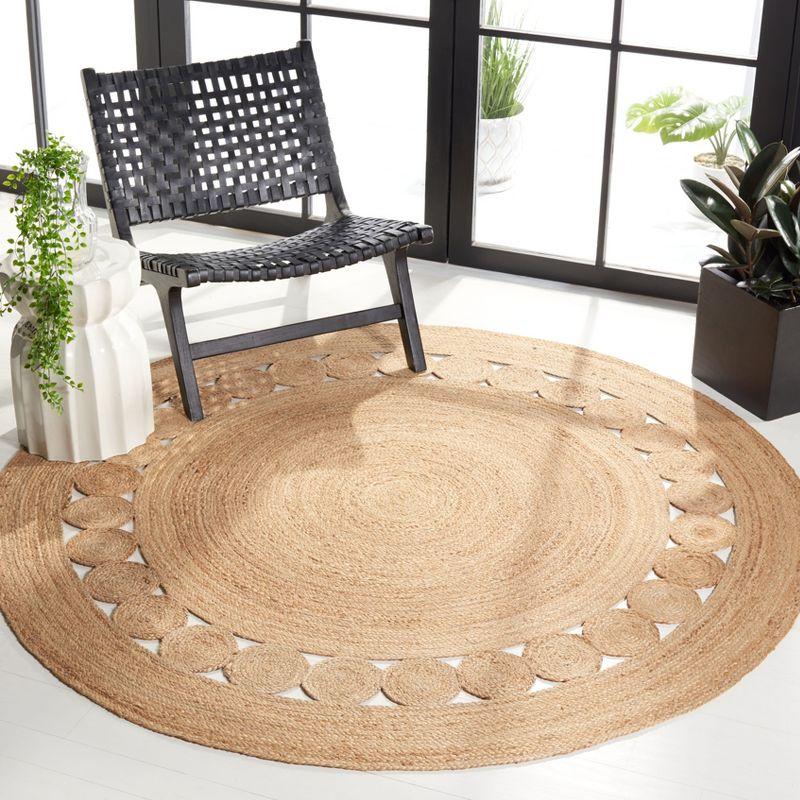 Handwoven Natural Jute 3' Round Non-Slip Area Rug