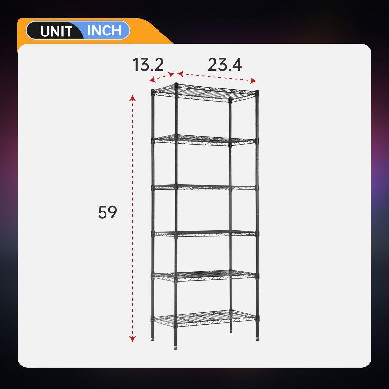 Black Adjustable 6-Tier Metal Wire Shelving Unit