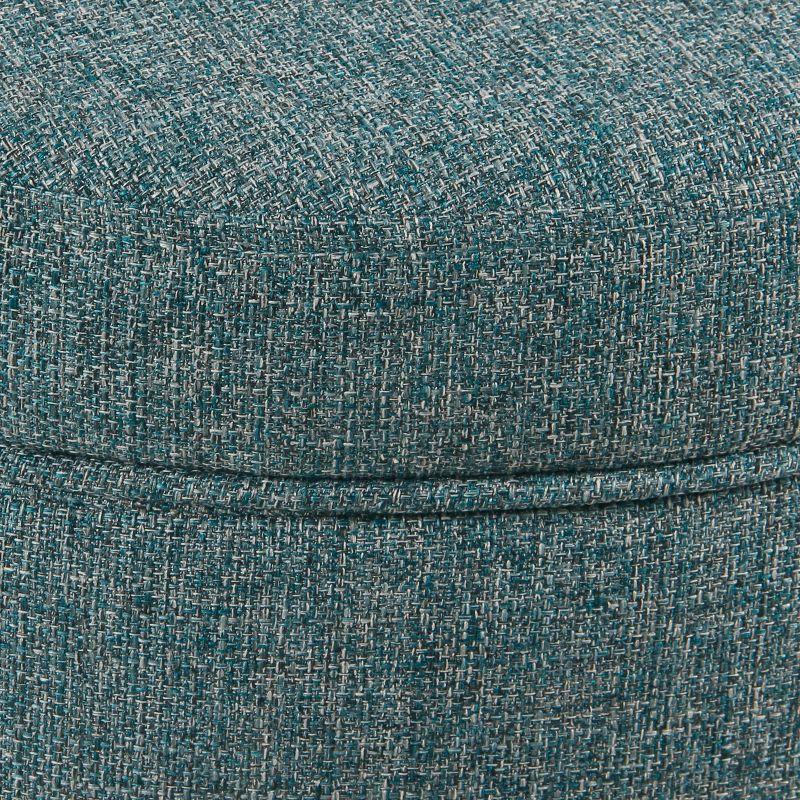 HomePop Round Storage Ottoman Teal Tweed