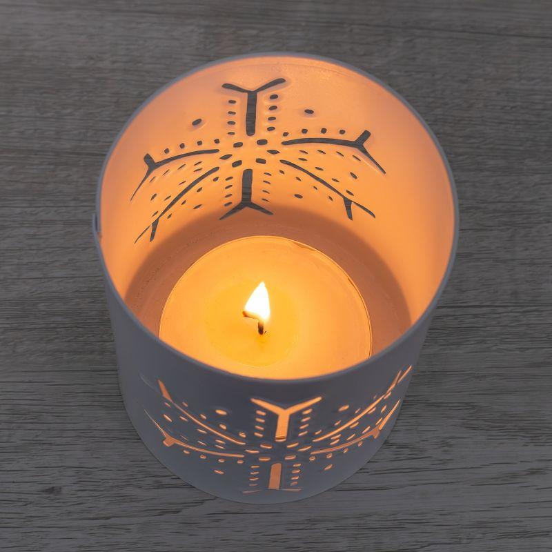 AuldHome Design Snowflake Candle Lanterns for Pillar Candles, 3pc Set; Christmas Holiday Decor Centerpiece Candle Holders