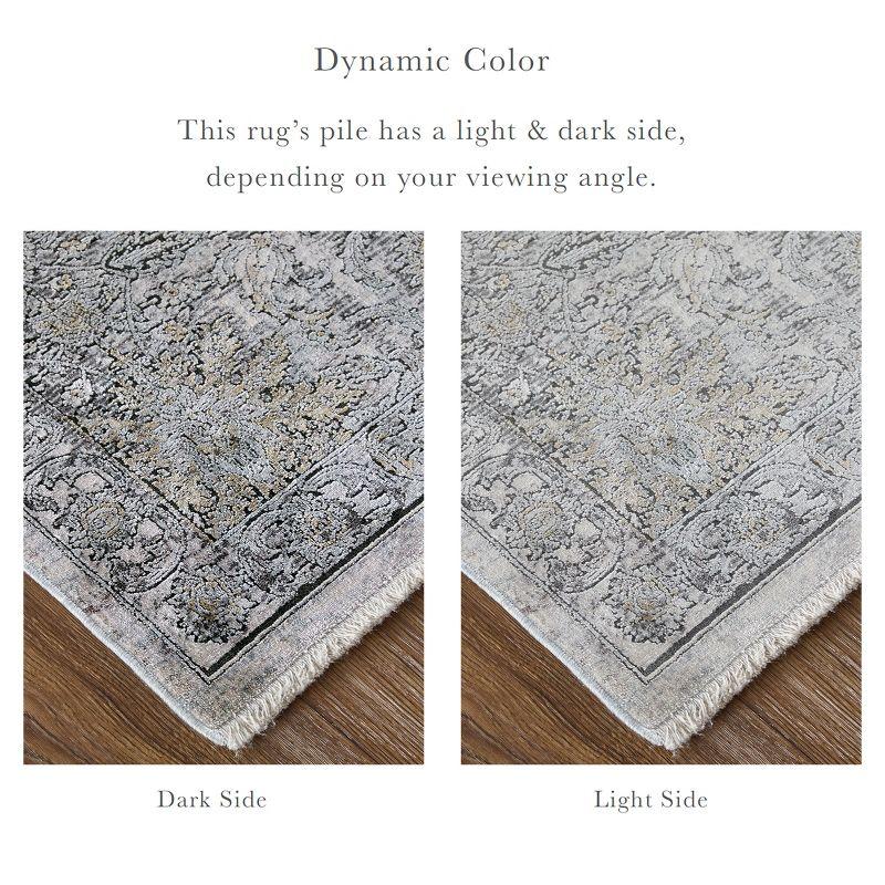 Sarrant Transitional Damask Gray/Silver/Tan Area Rug