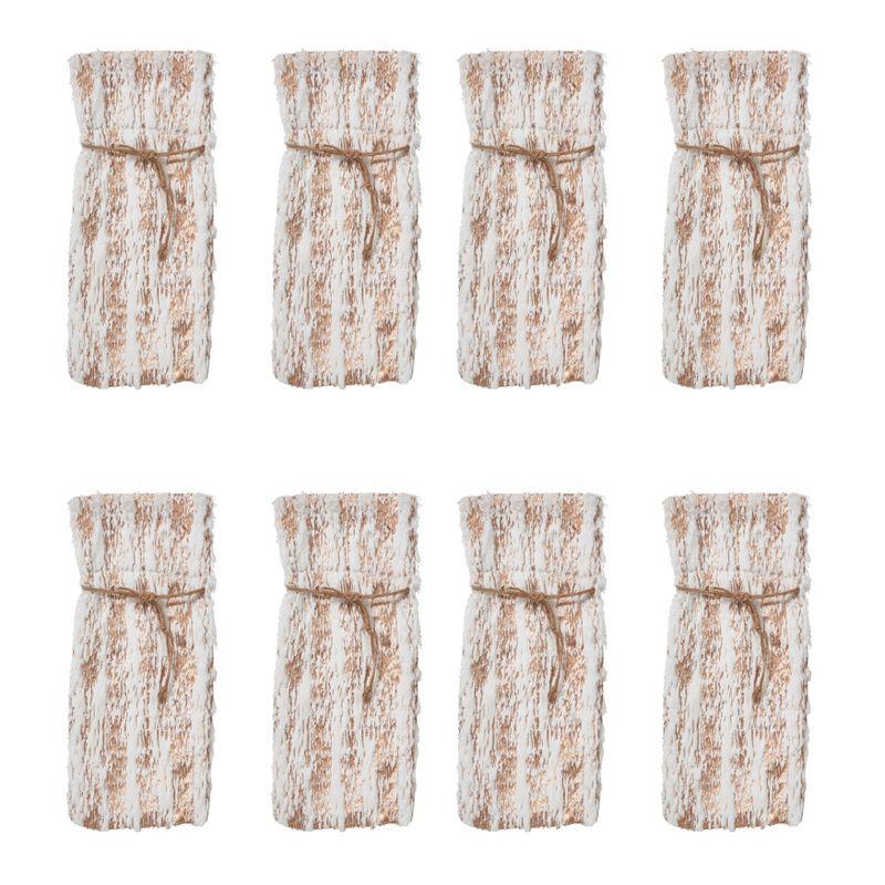 Saro Lifestyle Faux Fur With Brushed Metallic Foil Print Bottle Bag (Set of 8), 6"x15", Gold