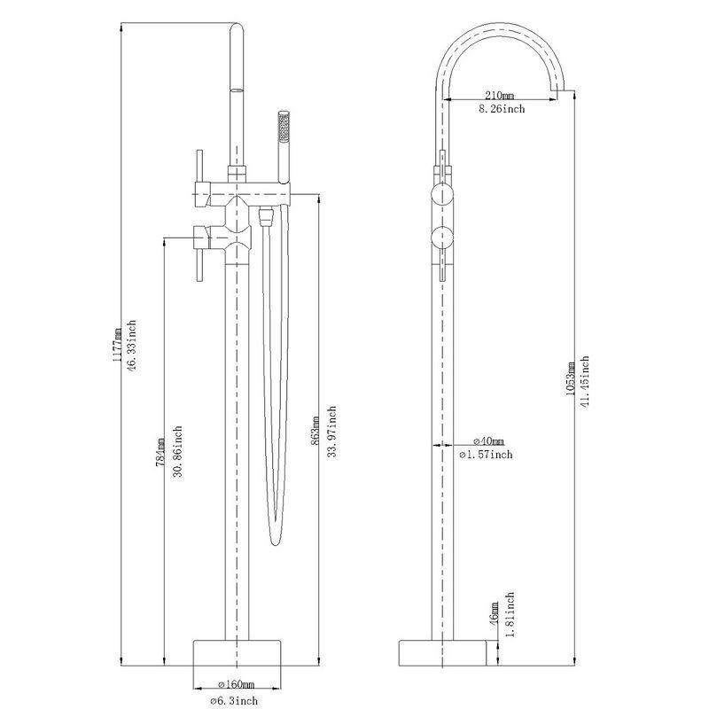 Matte Black Brass Freestanding Tub Faucet with Hand Shower