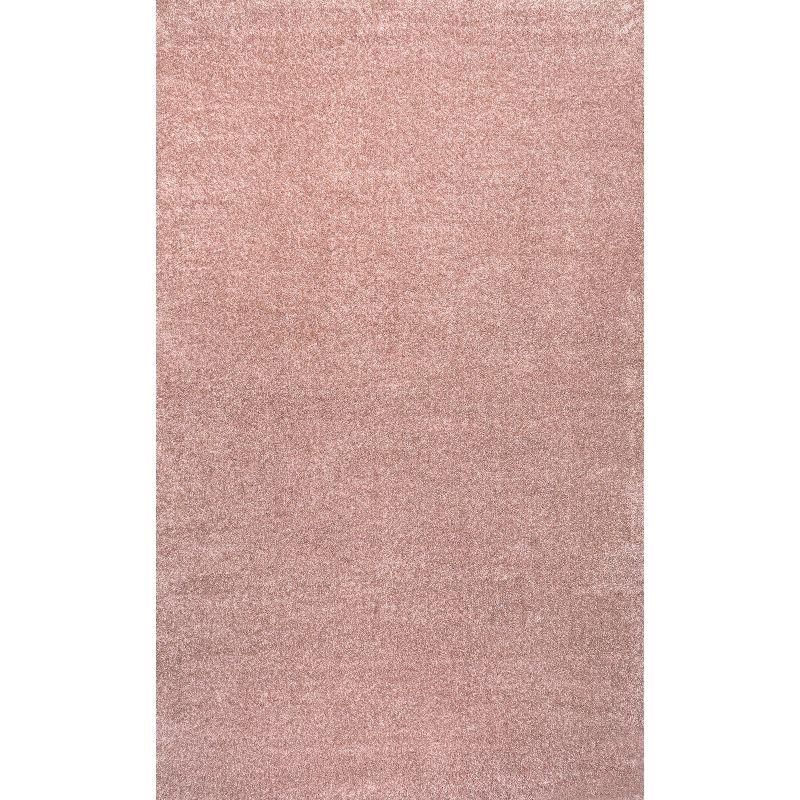 Pink Reversible Solid Synthetic Area Rug