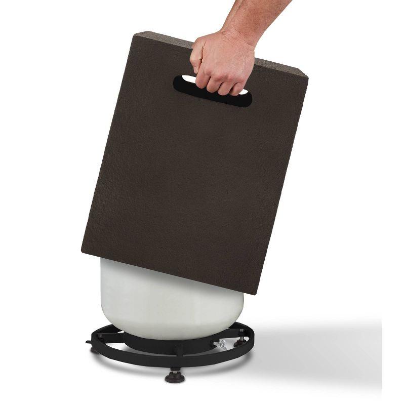 Baltic Propane Tank Cover - Brown - Real Flame: Steel Side Table, UV & Weather-Resistant, Vinyl Storage Included