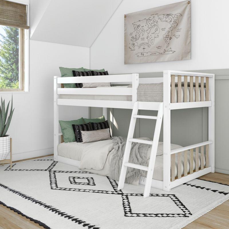 Max & Lily Solid Wood Scandinavian Twin over Twin Bunk Bed for Kids with Ladder