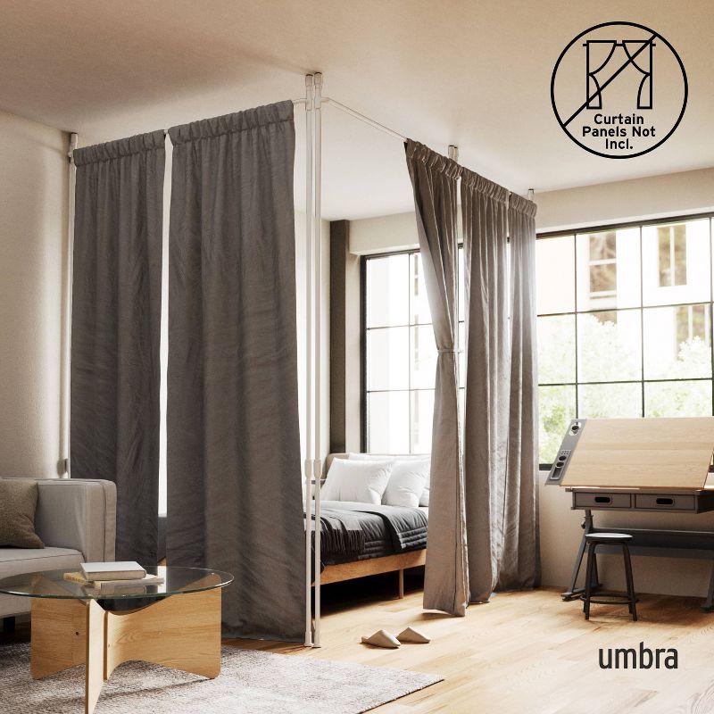 36"-66" Umbra Anywhere Curtain Rod White: Tension Mount, Metal, Smooth Finish, 5-Year Warranty, 15 lb Capacity