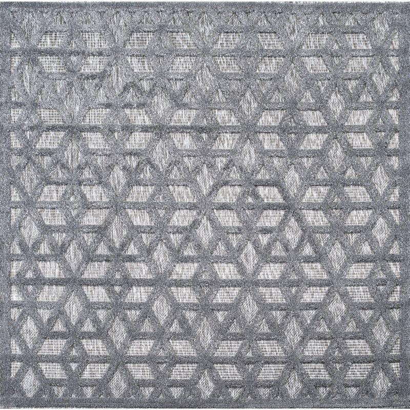 5' x 5' Talaia Neutral Geometric Indoor/Outdoor Area Rug, Dark Gray - JONATHAN Y