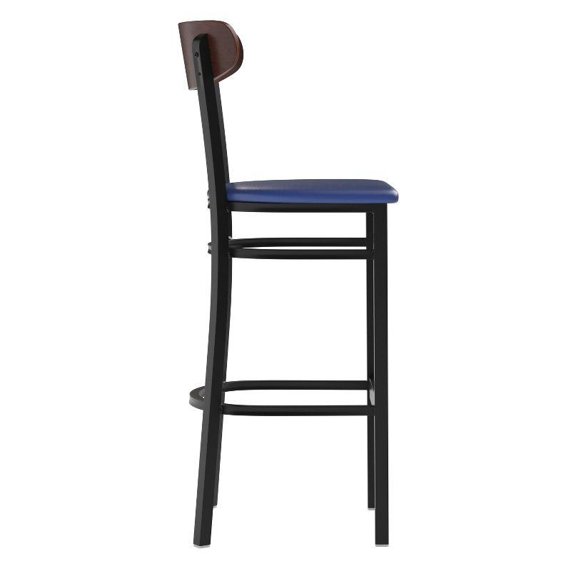 Flash Furniture Wright Commercial Grade Barstool with 500 LB. Capacity Steel Frame, Solid Wood Seat, and Boomerang Back