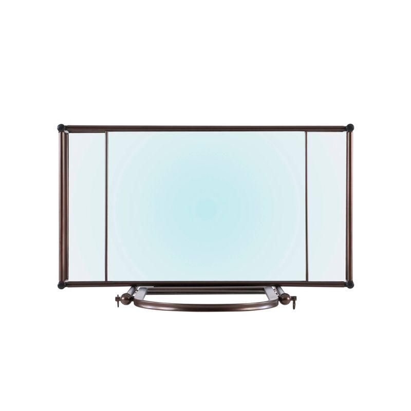 Clarisse Traditional Metal and Glass Shelf Adjustable Mirror Vanity and Upholstered Stool Brown - Linon