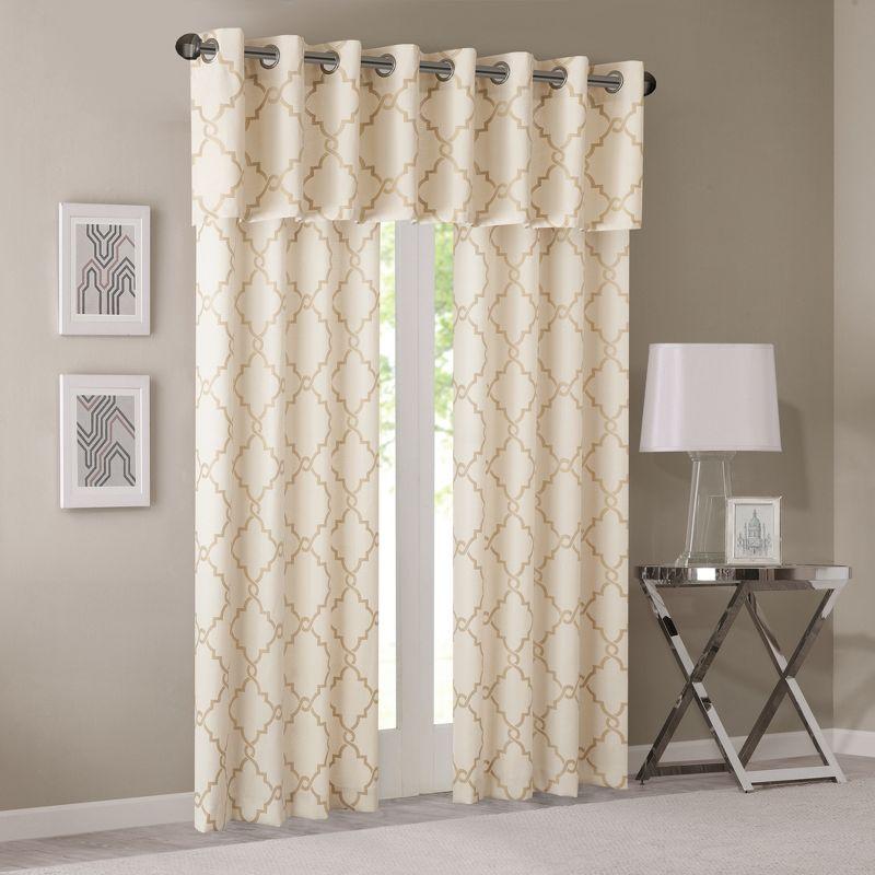 Madison Park Saratoga Fretwork Print Grommet Top Single Window Valance