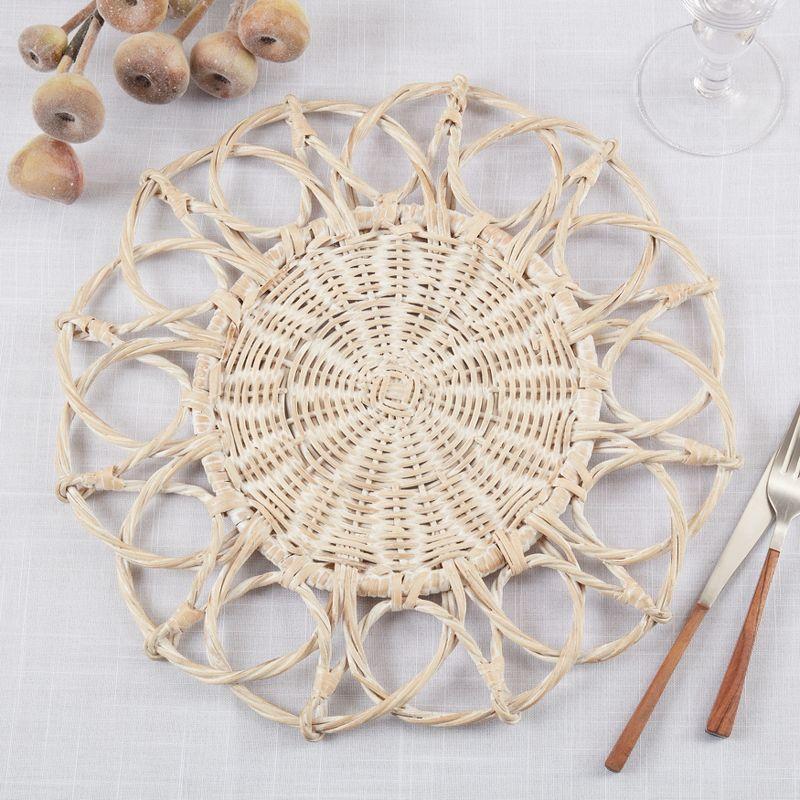 Twisted Rattan White Round Placemats, Set of 4