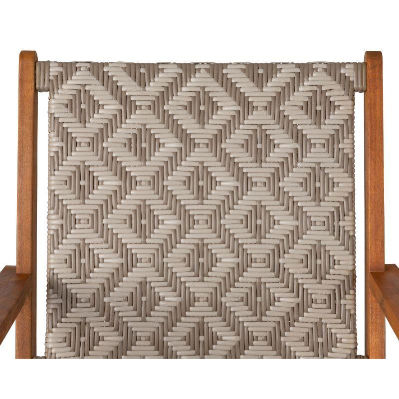 Balkene Home Patio Sense Vega Natural Stain Chair ,Acacia Wood Construction ,Woven Web Seat- Navy Blue Cording