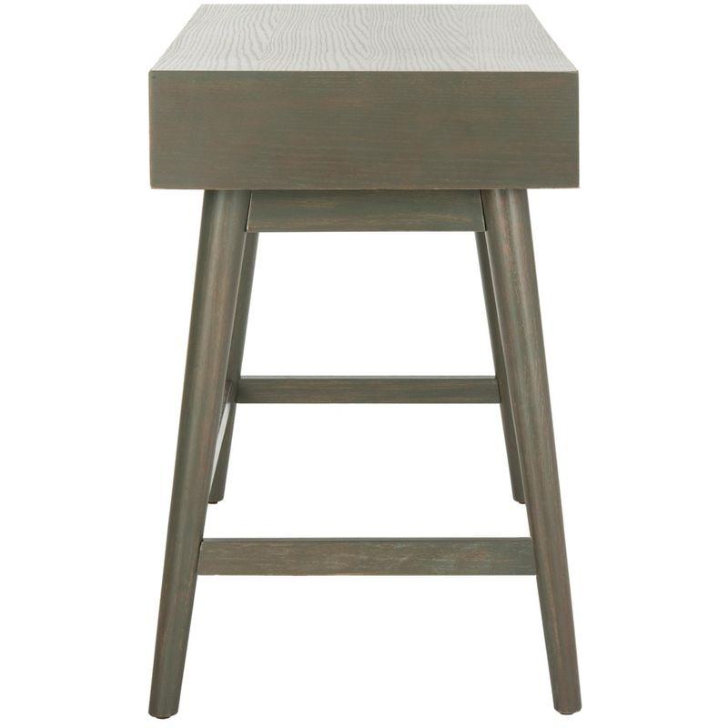 Ash Grey Transitional Home Office Desk with Polished Chrome Hardware