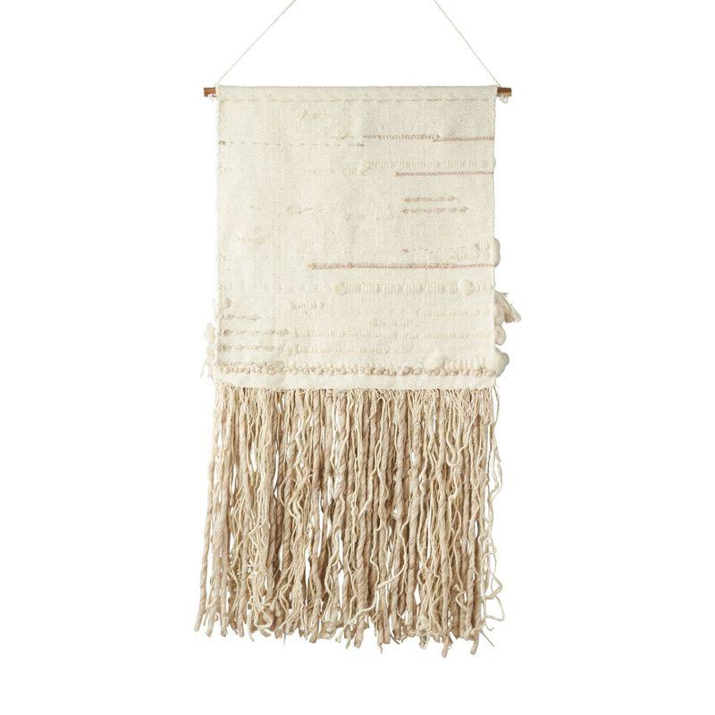 Saro Lifestyle Saro Lifestyle Textured Wall Hanging With Woven Design, Ivory, 24"x48"