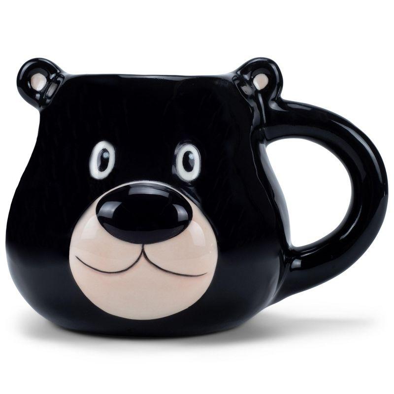 100 North ESNCHMG-BR Chubby Black Bear Face Character 20 ounce Glossy Ceramic Coffee Tea Cup Mug For Your Favorite Morning Brew