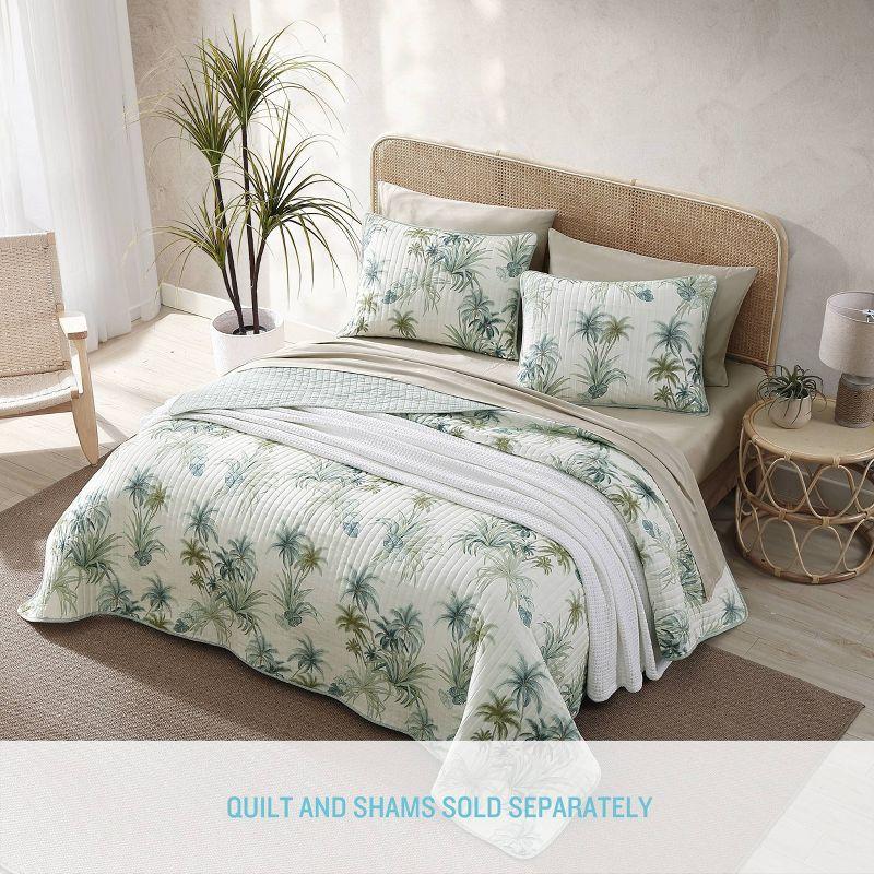 Serenity Palms King Blue Cotton Reversible Quilt Set