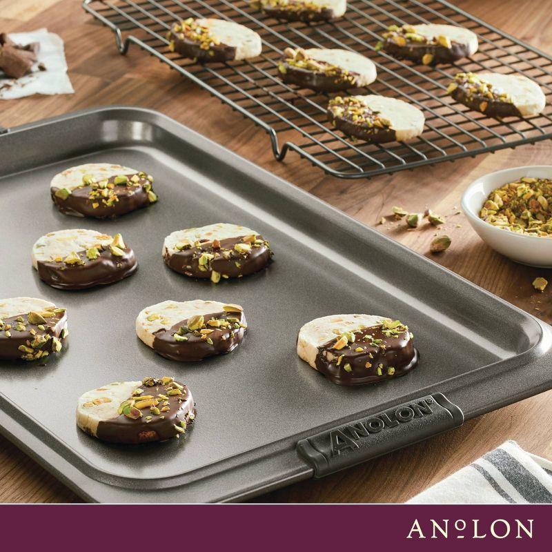 Anolon Advanced Nonstick Bakeware Baking Sheet And Cooling Rack Set, 11-Inch X 17-Inch, Gray