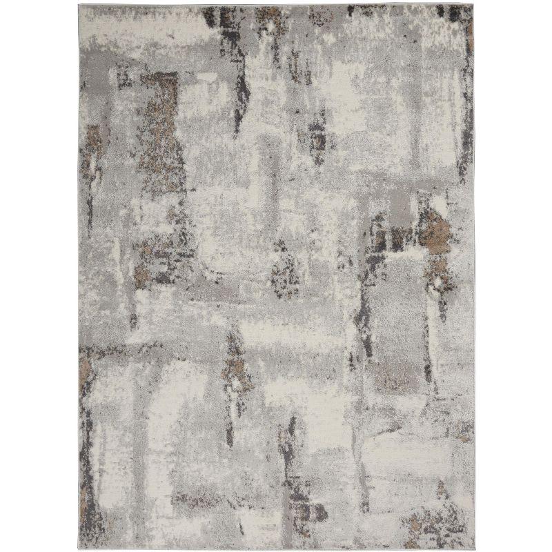 Nourison Elation Ultra Modern Indoor Rug Grey Ivory 7'10" x 9'10"