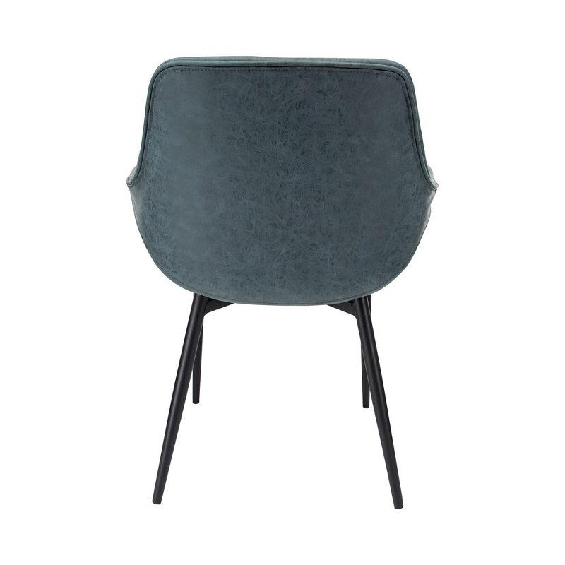 LeisureMod Markley Leather Dining Chair with Black Metal Legs