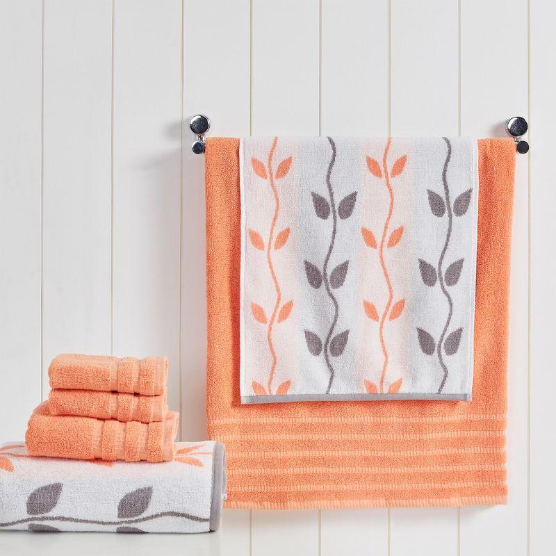 Coral and White Organic Cotton 6-Piece Towel Set