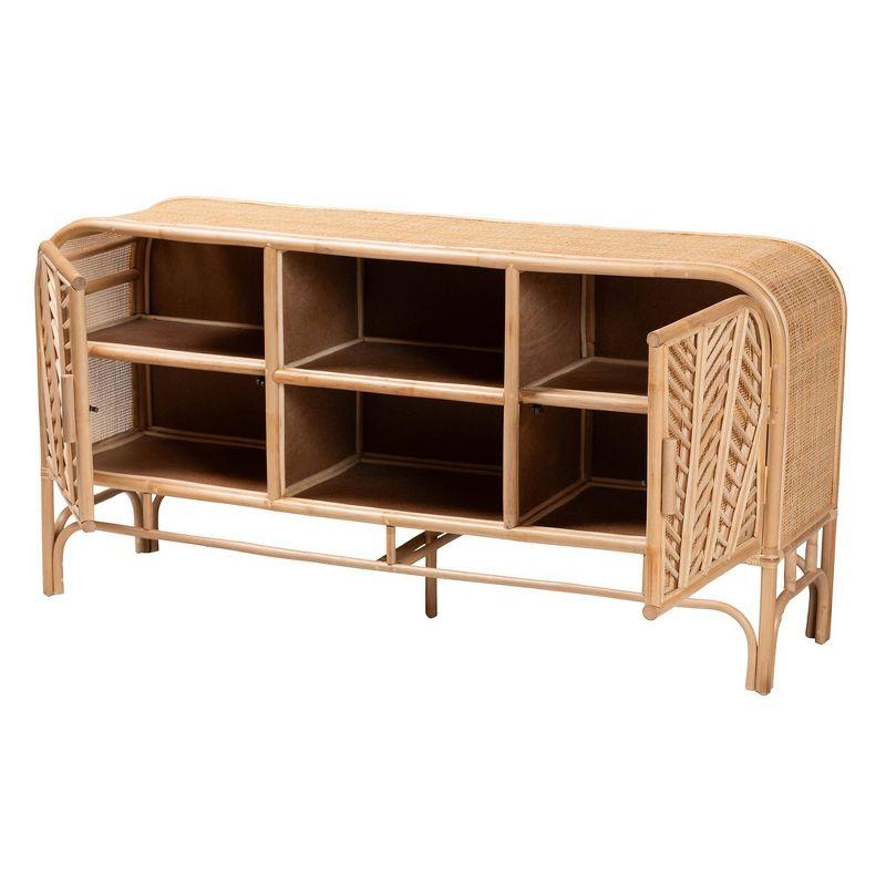 bali & pari Carabella Natural Rattan 2 Door Storage Cabinet Natural: Fixed Shelves, No Assembly Required