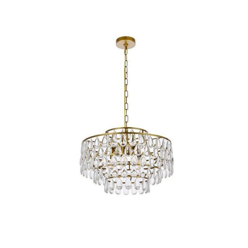 Elegant Brass and Crystal 5-Light Pendant Chandelier