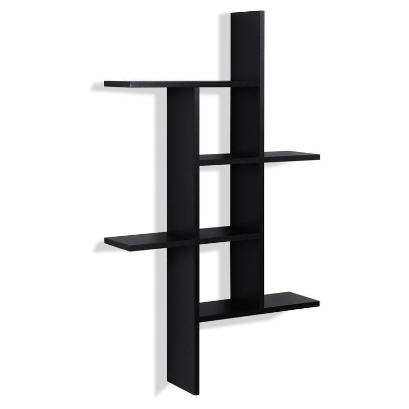 Danya B. 40" x 24" Cantilever Wall Shelf Black: Modern Laminated MDF, 4-Tier Storage, Includes Mounting Hardware