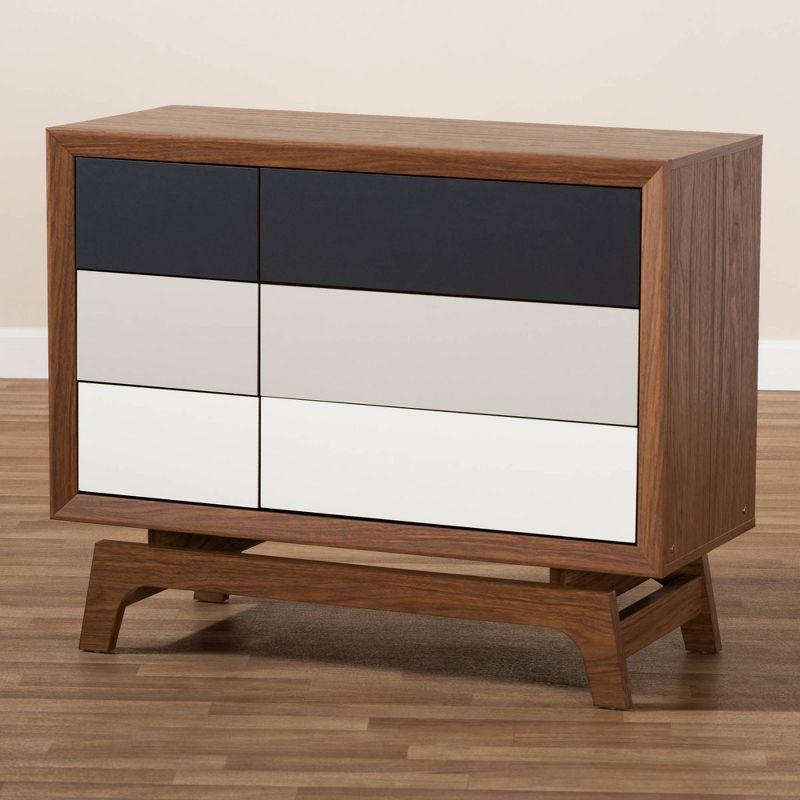 Baxton Studio 6 Drawer Svante Wood Chest Brown : Mid-Century Modern Storage for Bedroom