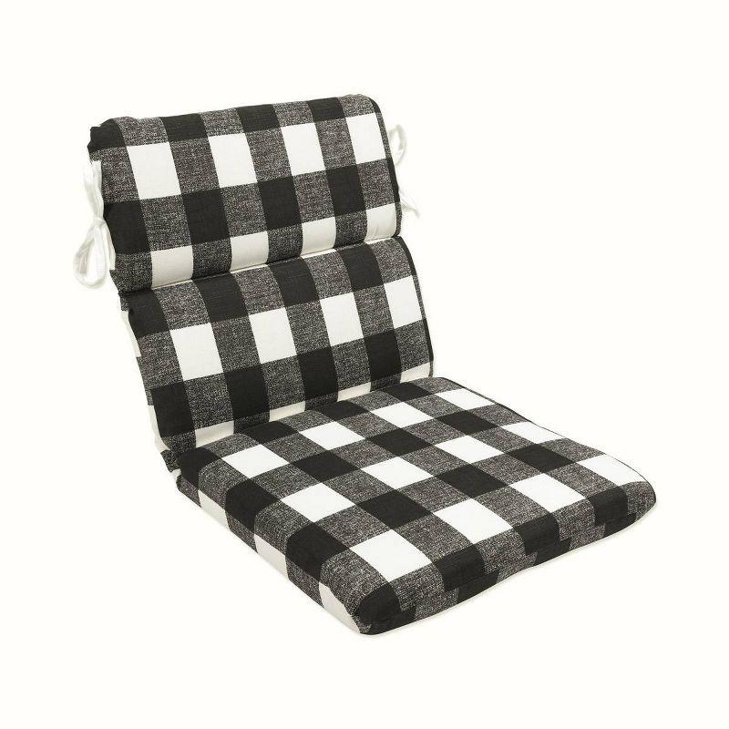 Anderson Rounded Corners Outdoor Chair Cushion Black - Pillow Perfect: Weather-Resistant Patio Seat with Ties