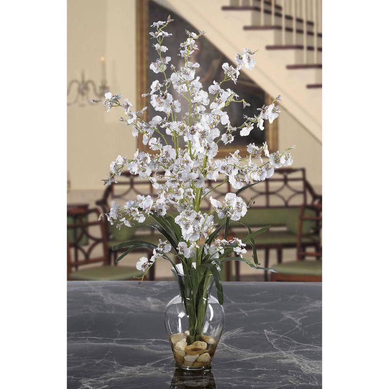 Nearly Natural Dancing Lady Liquid Illusion Silk Flower Arrangement, White