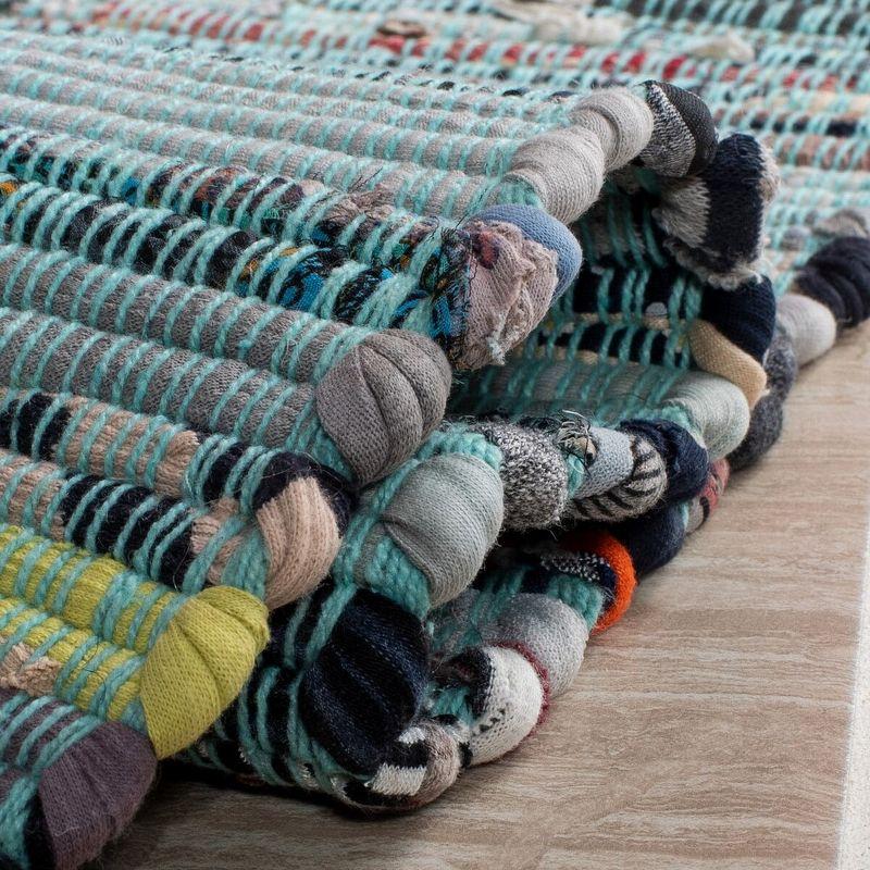 Rag Rug RAR127 Hand Woven Indoor Accent Rug - 4'x4' - Turquoise/Multi - Safavieh