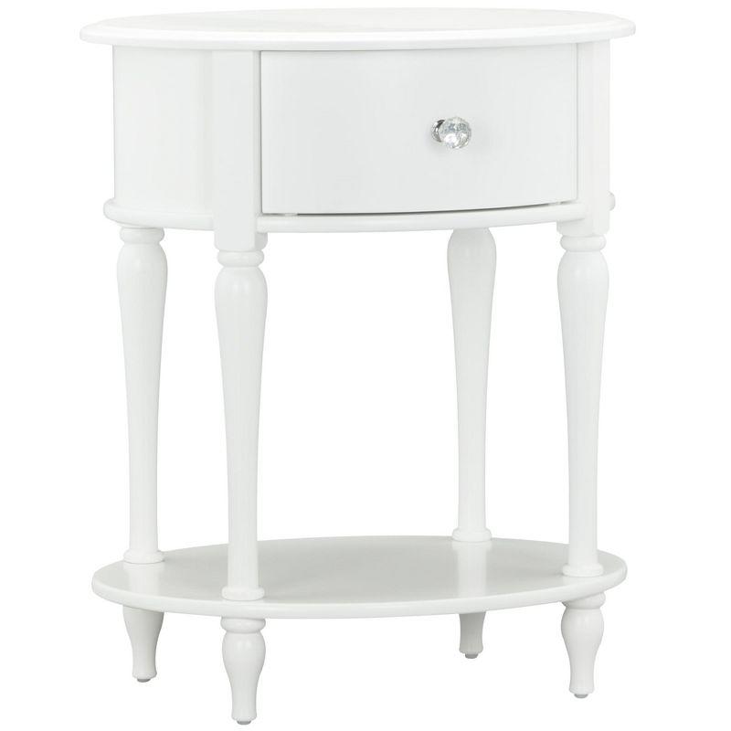 Rowan Valley Laren Oval White Nightstand with Decorative Wood Legs