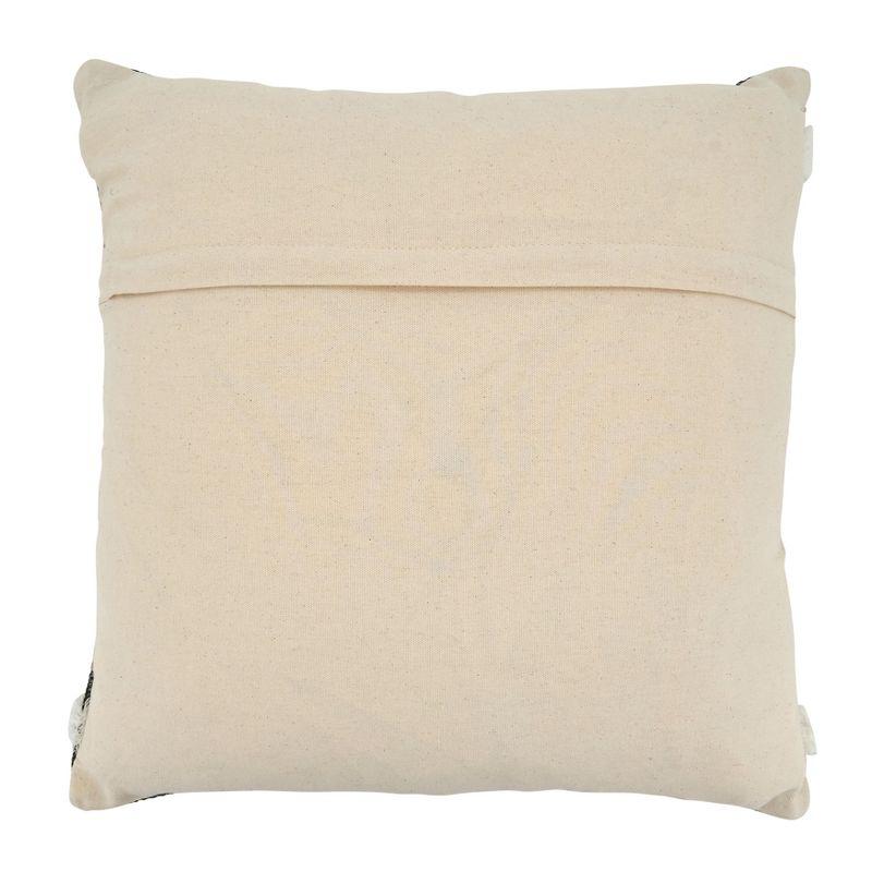 Natural Stripe Embroidered Cotton Square Pillow