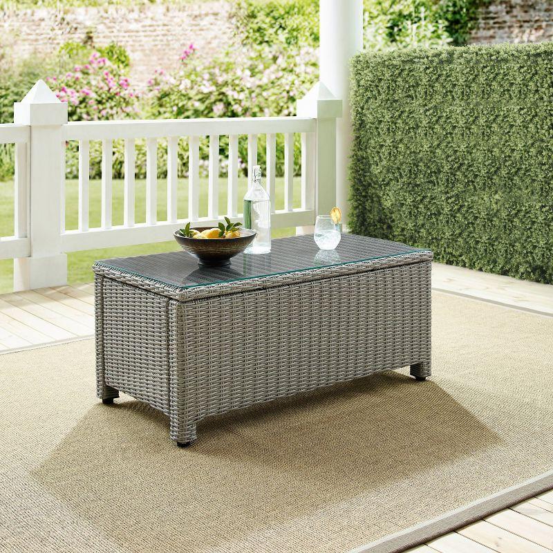 Bradenton Outdoor Wicker Glass Top Coffee Table - Crosley