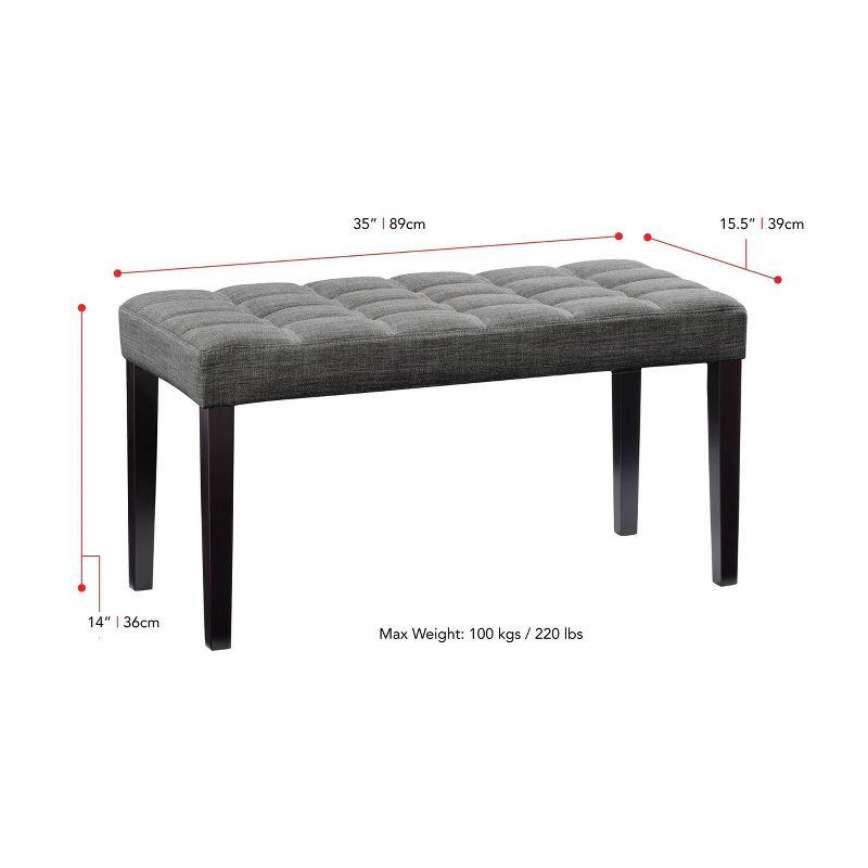 California Fabric Tufted Bench Dark Gray - CorLiving: Entryway, Living Room, Foam Padded, Wood Legs