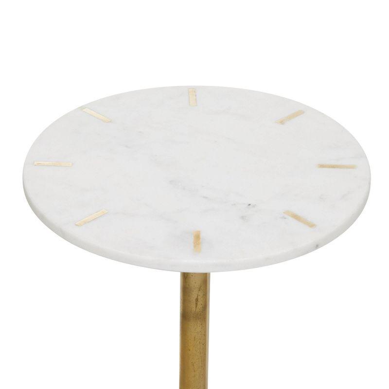 Contemporary Marble Pedestal Accent Table Brass - Olivia & May