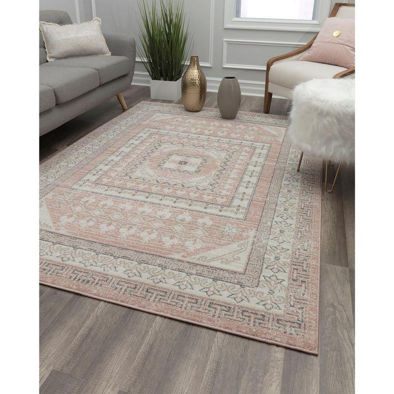 Harper Blue Geometric 24"x4" Easy-Care Synthetic Area Rug