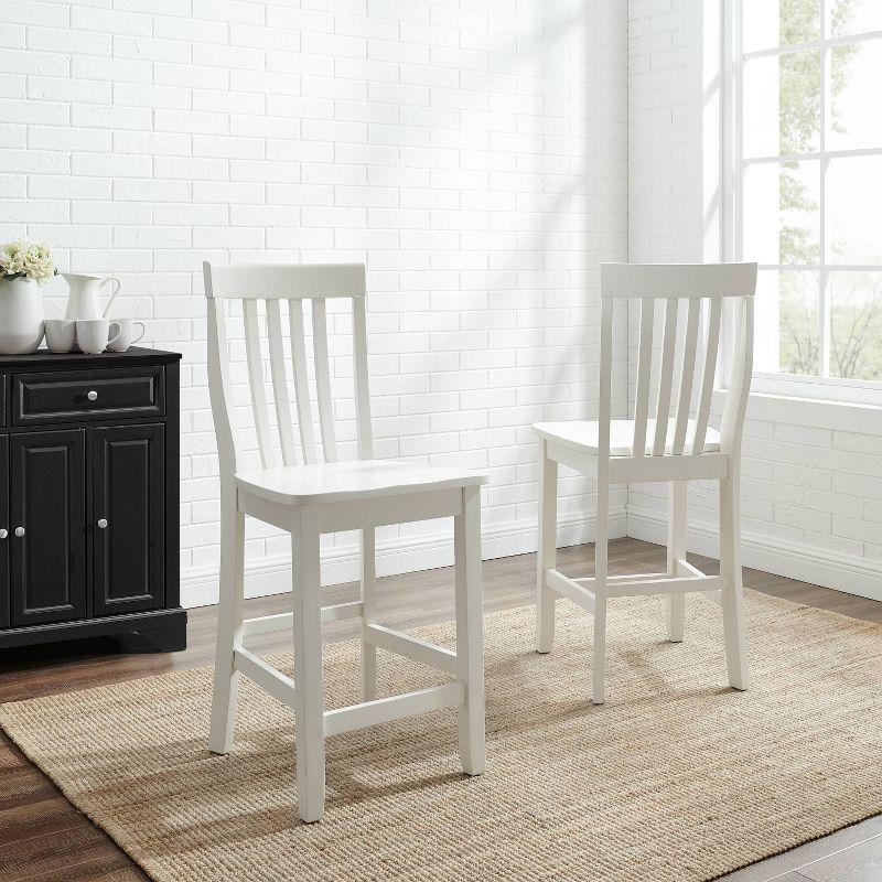 Classic Schoolhouse 24" White Wood Counter Stool Set